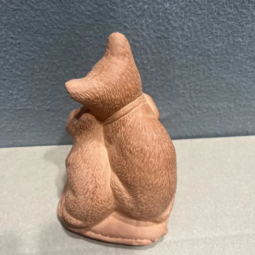Crowning Touch Collection Terracotta Cat Figurine Depicting Two Snuggling Cat